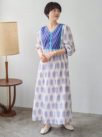 FRIFUL Women's Fashionable Summer Elegant Printed Loose Casual Dress For Daily Wear