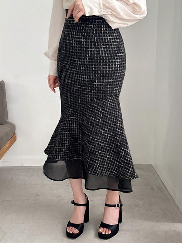 FRIFUL Women's Fashionable & Elegant High Waist Mermaid Design Skirt