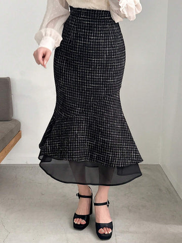 FRIFUL Women's Fashionable & Elegant High Waist Mermaid Design Skirt