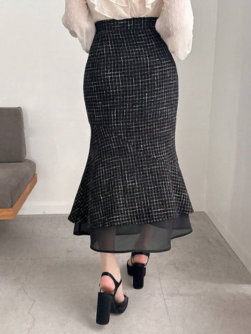 FRIFUL Women's Fashionable & Elegant High Waist Mermaid Design Skirt