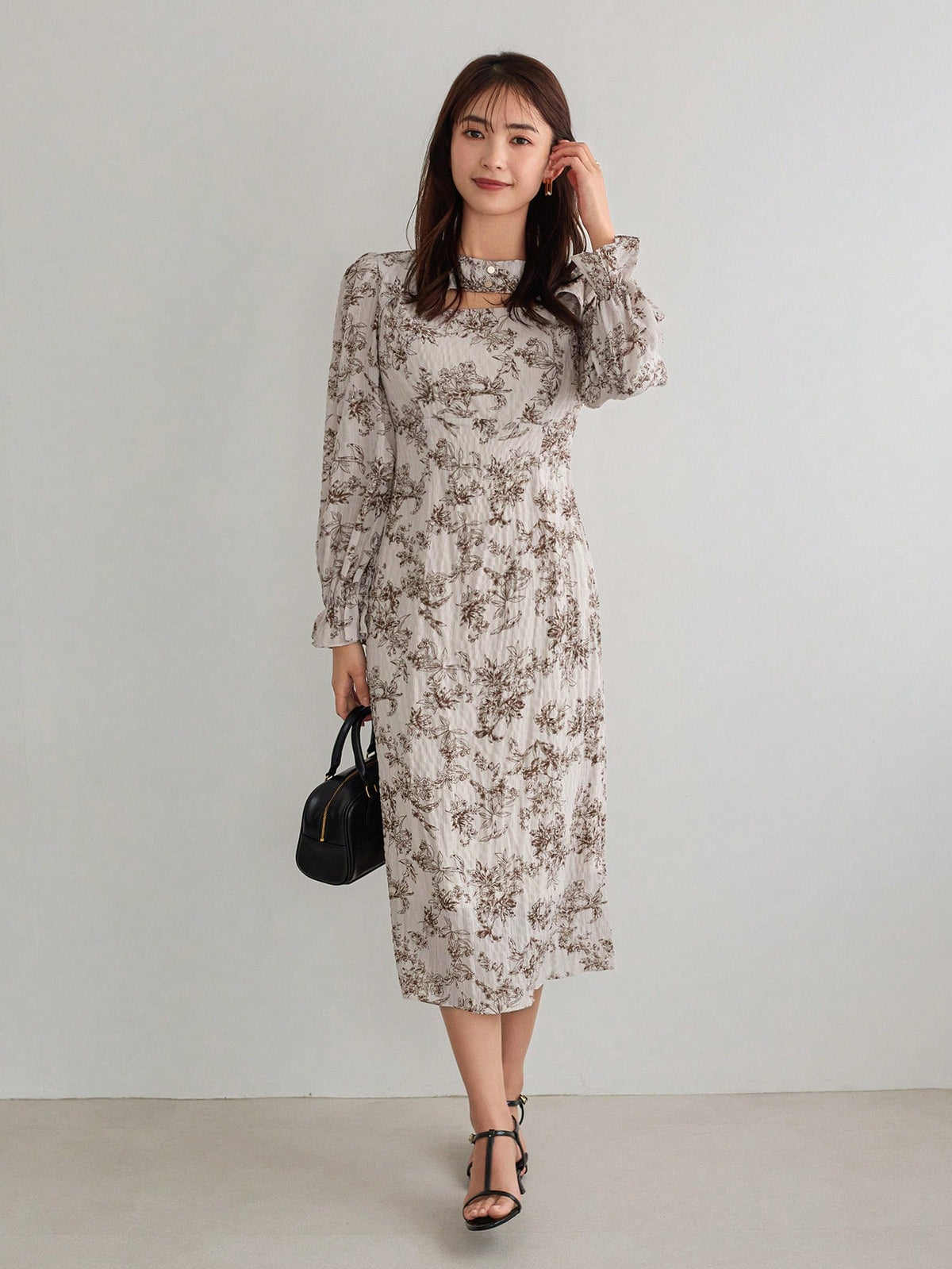 FRIFUL Women's Hollowed-Out Floral Printed Dress