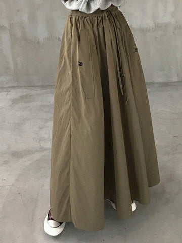 FRIFUL Women's Lace-Up Flared A-Line Skirt, Perfect For Airport Outfit
