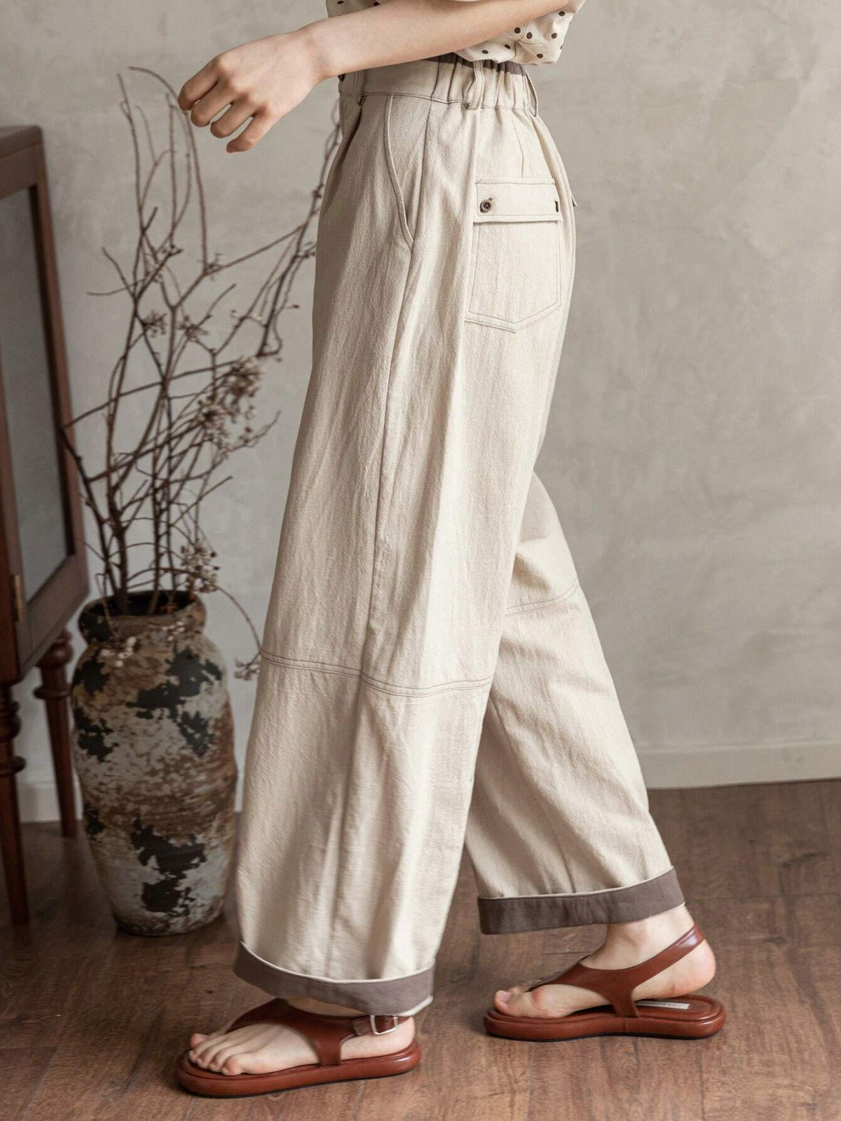 FRIFUL Women's Loose Solid Color Casual Pants For Spring And Summer