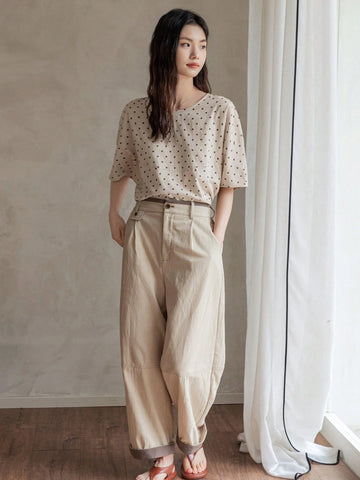 FRIFUL Women's Loose Solid Color Casual Pants For Spring And Summer