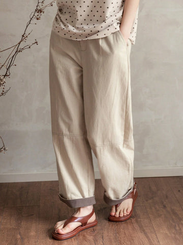 FRIFUL Women's Loose Solid Color Casual Pants For Spring And Summer