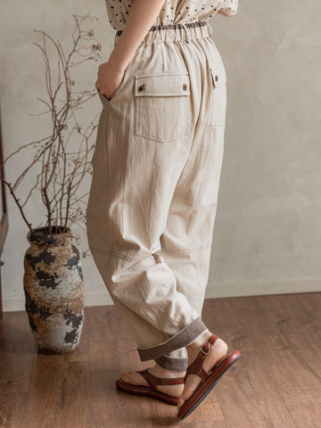 FRIFUL Women's Loose Solid Color Casual Pants For Spring And Summer