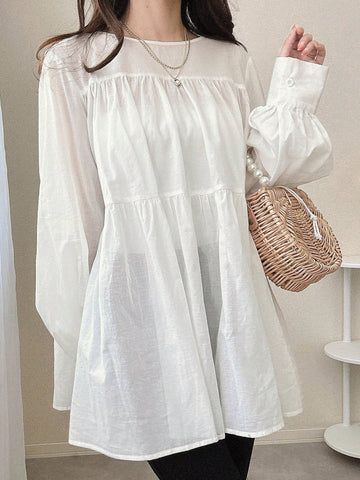 FRIFUL Women's Loose Tied Front Sheer Blouse