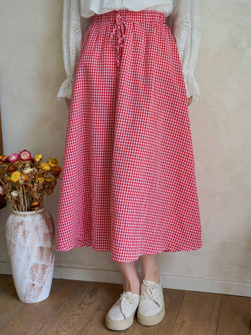 FRIFUL Women's Plaid A-Line Midi Skirt