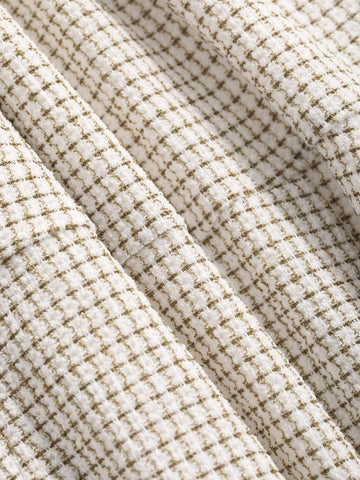 FRIFUL Women's Plaid Pleated Bubble Sleeve Dress