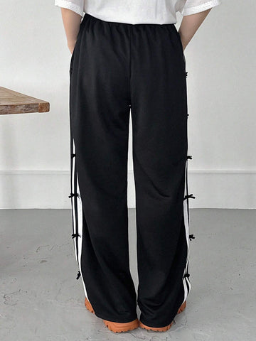 FRIFUL Women's Side Striped Casual Daily Wear Long Pants