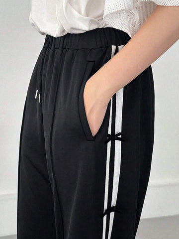 FRIFUL Women's Side Striped Casual Daily Wear Long Pants