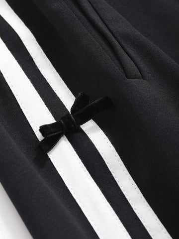 FRIFUL Women's Side Striped Casual Daily Wear Long Pants