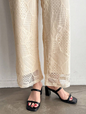 FRIFUL Women's Solid Color Elastic Waist Casual Daily Simple Loose Pants
