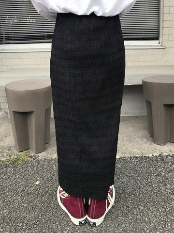 FRIFUL Women's Solid Color Elastic Waist Maxi A-Line Skirt