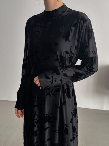 Women's Solid Color Floral Printed Dress