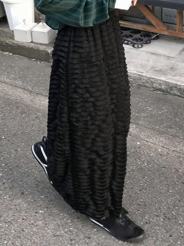 FRIFUL Women's Solid Color Minimalist Skirt, Casual Everyday Wear