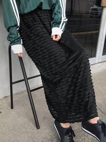 FRIFUL Women's Solid Color Minimalist Skirt, Casual Everyday Wear