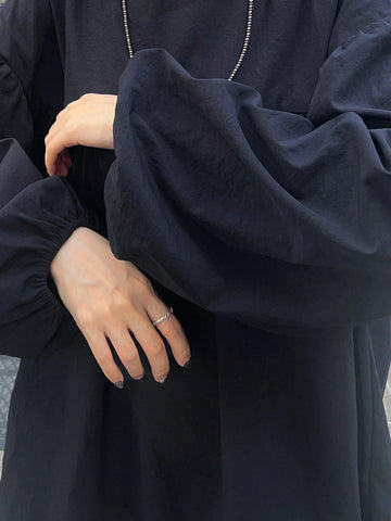 FRIFUL Women's Solid Color Round Neck Drop Shoulder Loose Dolman Blouse, Autumn