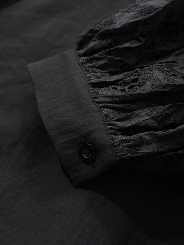 FRIFUL Women's Solid Color Tie Front Long Sleeve Simple Blouse, Casual Everyday Wear