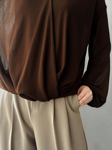 FRIFUL Women's Solid Color Tie Neck Blouse, Business Casual, Summer