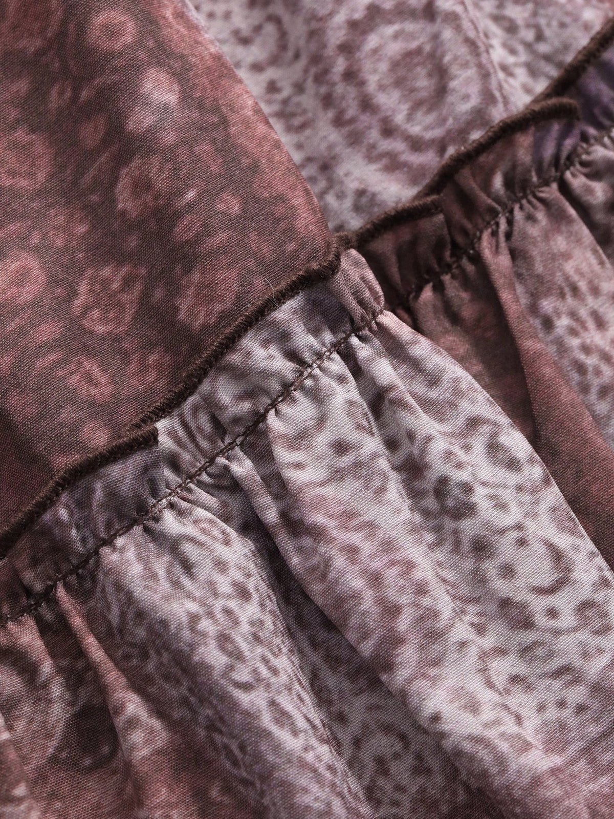 Women's Spliced Floral Print Ruffle Hem Maxi Skirt