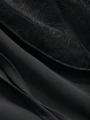 FRIFUL Women's Summer Lace Cardigan And Solid Color Split Strap Dress Set