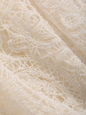 FRIFUL Women's Summer Lace Stand Collar Crop Top And Cami Dress 2-Piece Set