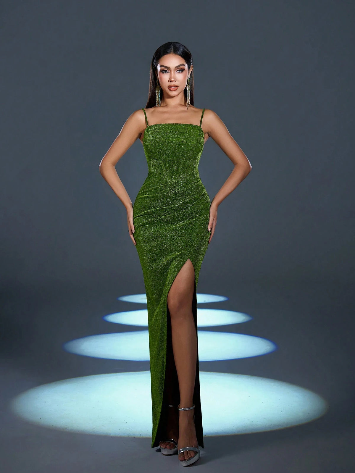 Faeriesty Glitter Split Thigh Slip Party Dress