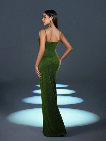 Faeriesty Glitter Split Thigh Slip Party Dress