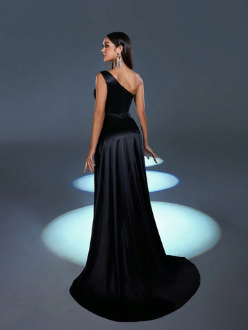 Faeriesty One Shoulder Ruched Front Party Dress