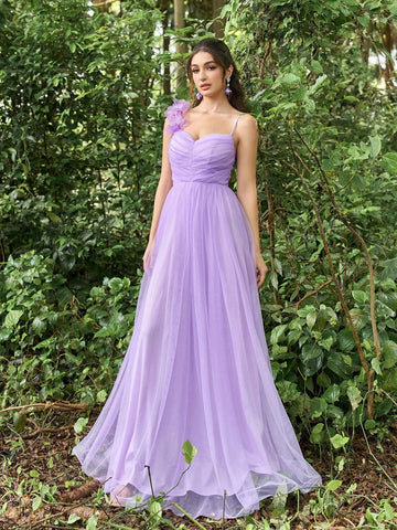 Faeriesty Ruched Front Mesh Overlay Cami Dress