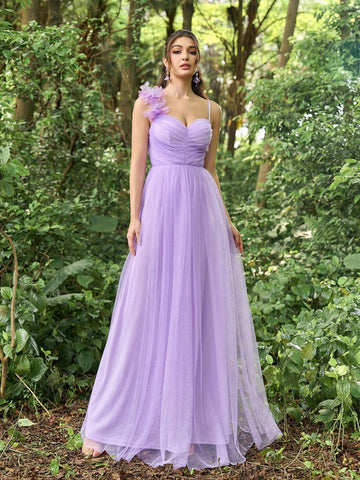 Faeriesty Ruched Front Mesh Overlay Cami Dress