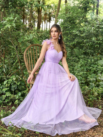 Faeriesty Ruched Front Mesh Overlay Cami Dress