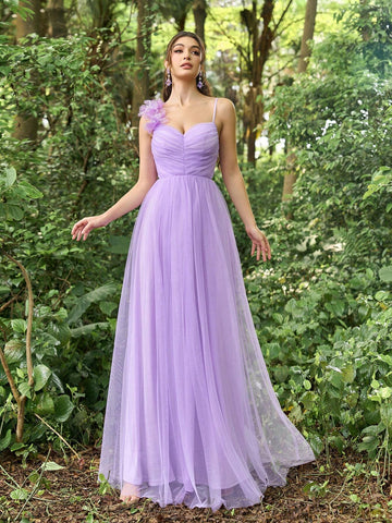 Faeriesty Ruched Front Mesh Overlay Cami Dress