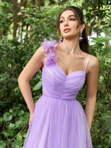 Faeriesty Ruched Front Mesh Overlay Cami Dress