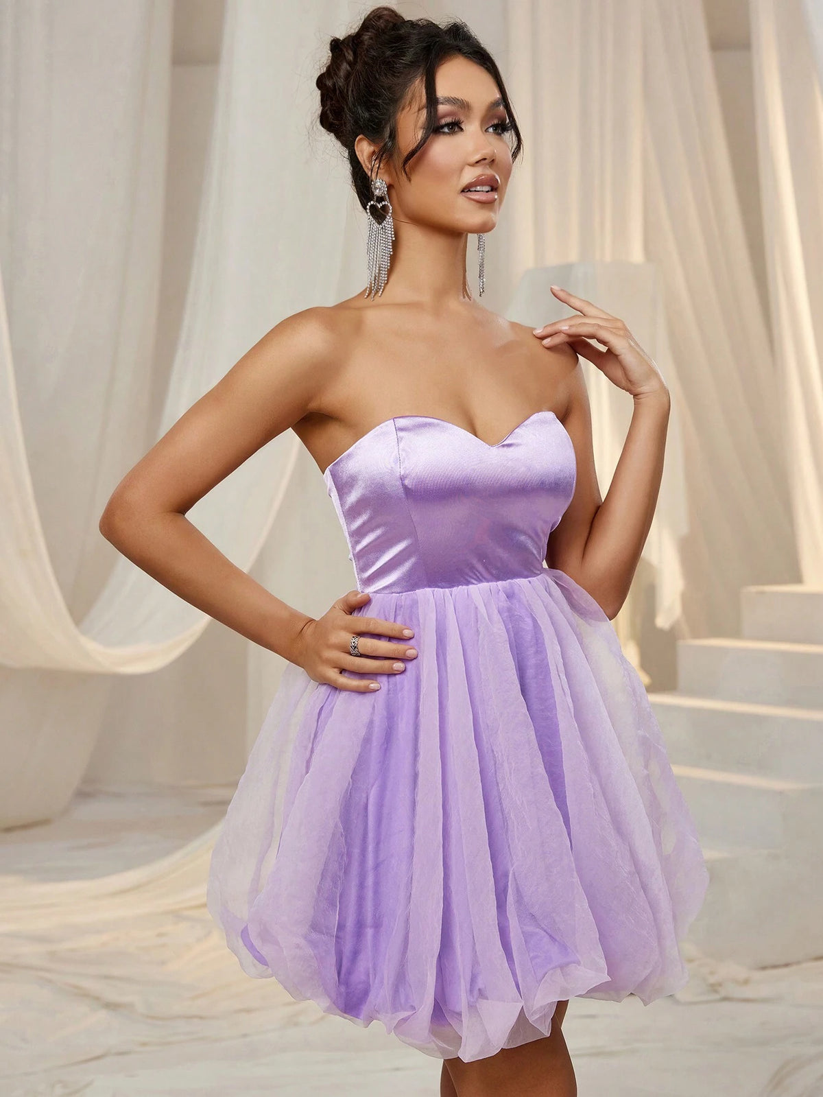 Faeriesty Solid Strapless Mini Party Dress