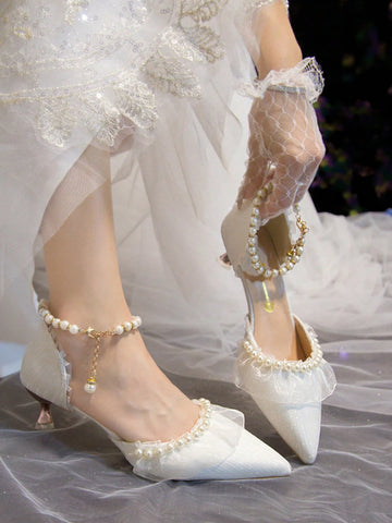 Fairy Style High Heel Shoes, Ideal With Dress, Women Versatile Low Heel Pointed Toe Pumps