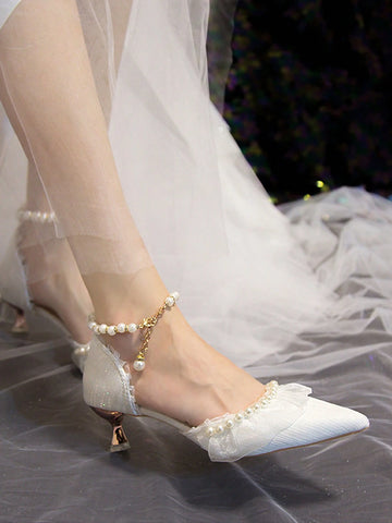 Fairy Style High Heel Shoes, Ideal With Dress, Women Versatile Low Heel Pointed Toe Pumps