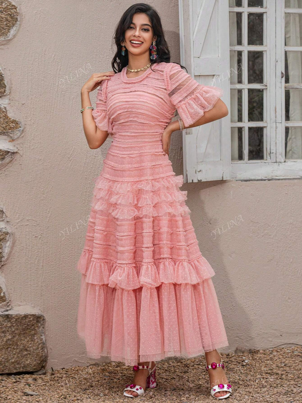 Fairy Temperament Senior Sense Of Evening Dress Cake Fluffy High-Waisted Thin Dress Sub