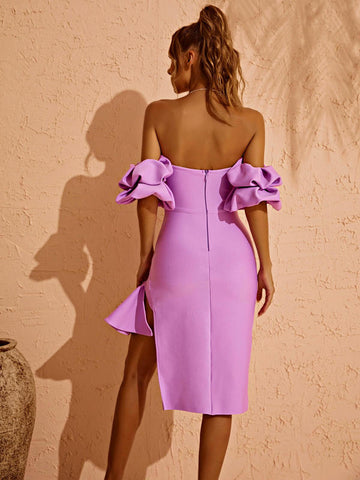 Fallon Off Shoulder Puff Sleeves Bandage Dress