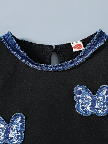 Fashion Casual Butterfly Decor Tassel Patchwork Young Girl Dress