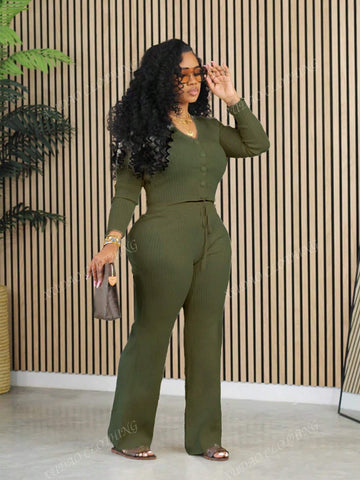 Fashion Casual Knitted Two-Piece Set For Ladies In Autumn And Winter