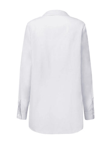 Fashion New Pleated Solid Color Lapel Shirt For Women