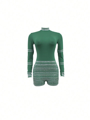 European And American Fashion Women's Rhinestone Embellished Jumpsuit, Party/Casual Style