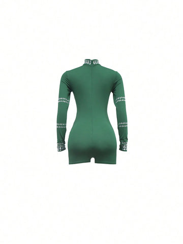 European And American Fashion Women's Rhinestone Embellished Jumpsuit, Party/Casual Style