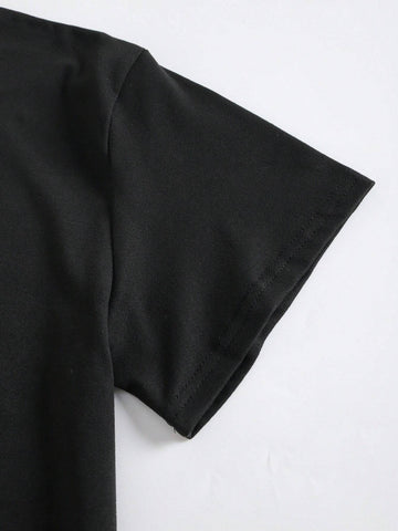 Fashionable And Versatile Slim Fit Dress With Letter Print
