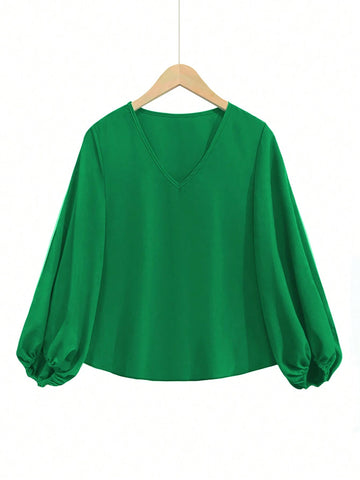 Fashionable Casual Women's V-Neck Long Sleeve Shirt