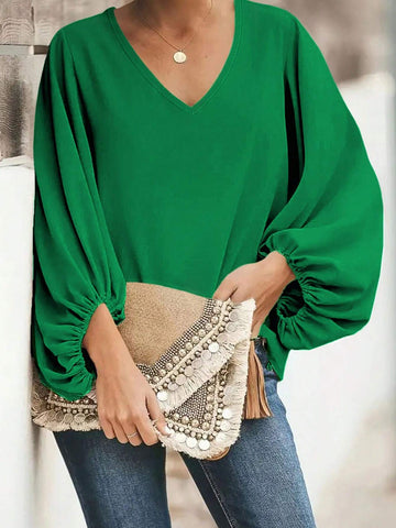 Fashionable Casual Women's V-Neck Long Sleeve Shirt