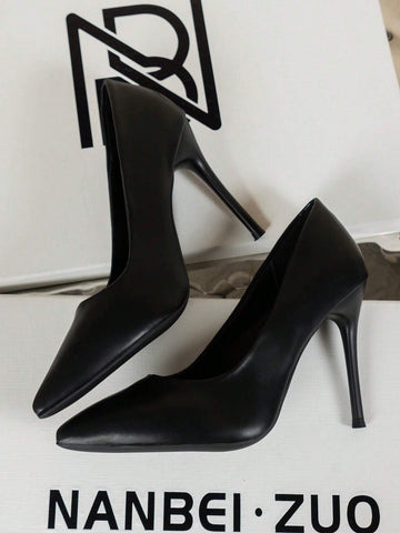 Fashionable Classic Style Elegant Women's High Heel Shoes, Thin Heel & Pointed Toe & Black Color & Suitable For All Seasons