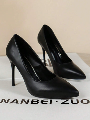 Fashionable Classic Style Elegant Women's High Heel Shoes, Thin Heel & Pointed Toe & Black Color & Suitable For All Seasons
